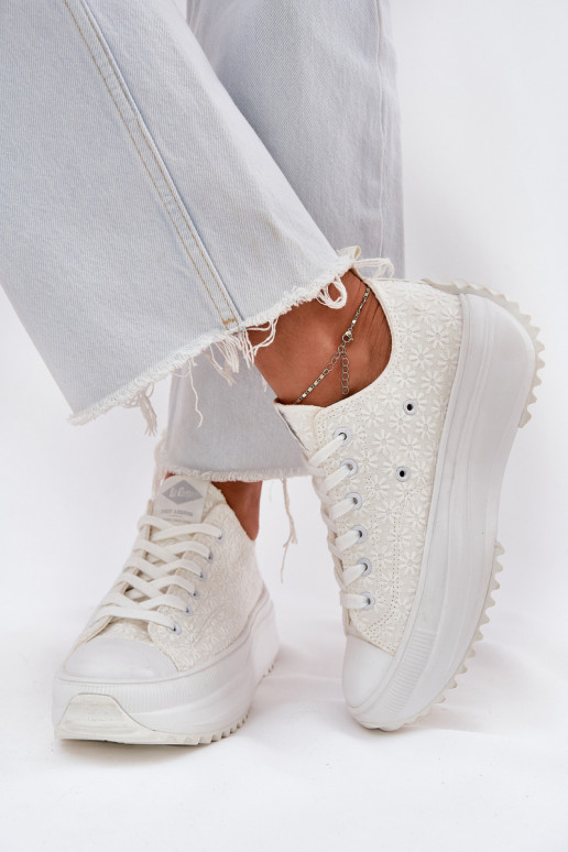 sieviešu puszābaki Z Haftem ar platformu Lee Cooper LCIN-25-31-3465L baltas krāsas