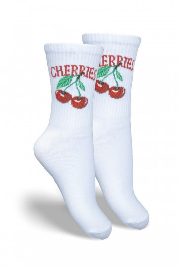 Bērnu zeķes Jaunatne CHERRIES baltas krāsas