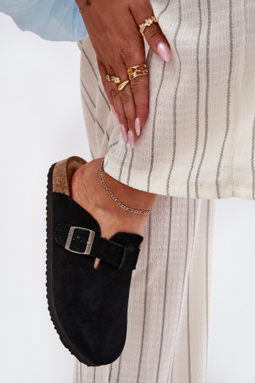 zamšādas čības Tukšas Sieviešu ar sprādzēm Big Star RR274A384 melnas krāsas 2