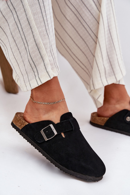 zamšādas čības Tukšas Sieviešu ar sprādzēm Big Star RR274A384 melnas krāsas