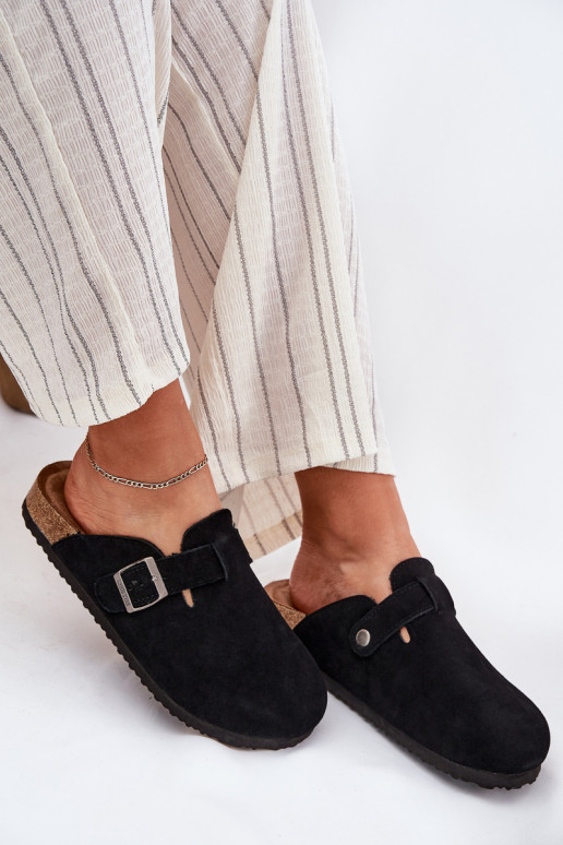 zamšādas čības Tukšas Sieviešu ar sprādzēm Big Star RR274A384 melnas krāsas