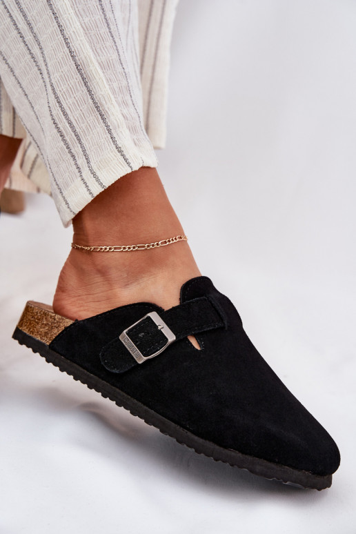 zamšādas čības Tukšas Sieviešu ar sprādzēm Big Star RR274A384 melnas krāsas