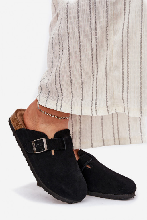 zamšādas čības Tukšas Sieviešu ar sprādzēm Big Star RR274A384 melnas krāsas