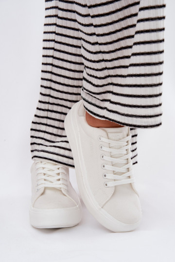 Auduma sieviešu puszābaki ar platformu Big Star RR274463 baltas krāsas 2