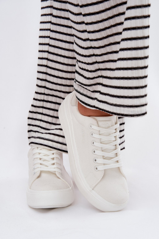 Auduma sieviešu puszābaki ar platformu Big Star RR274463 baltas krāsas