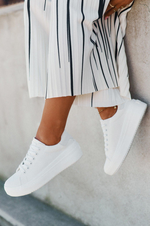 Auduma sieviešu puszābaki ar platformu Big Star RR274463 baltas krāsas