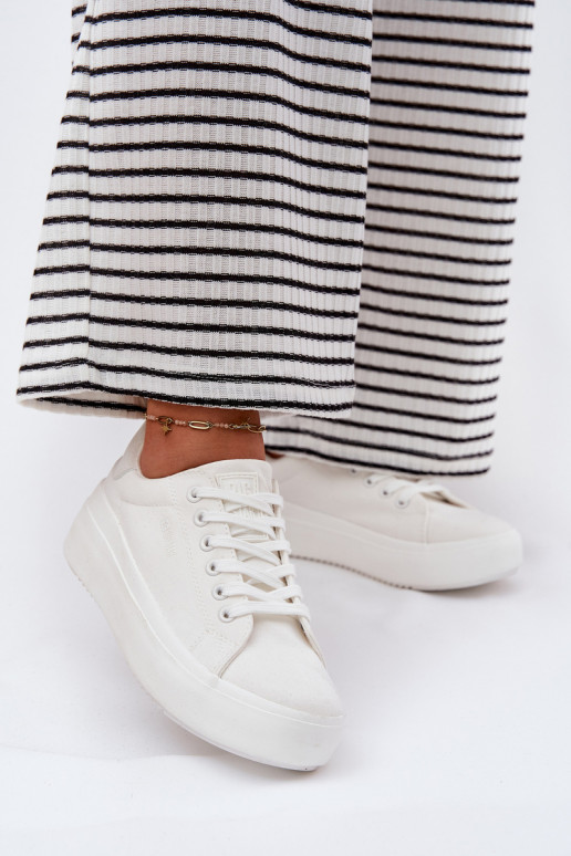 Auduma sieviešu puszābaki ar platformu Big Star RR274463 baltas krāsas