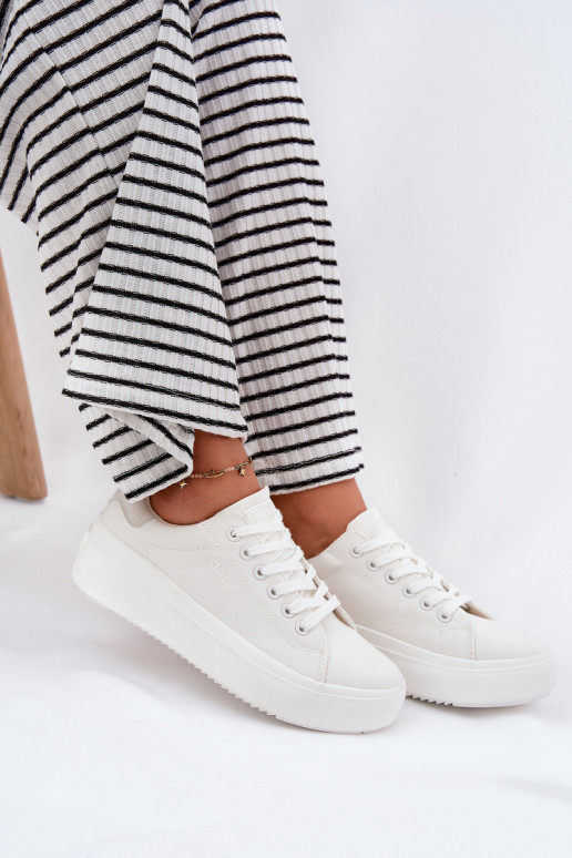 Auduma sieviešu puszābaki ar platformu Big Star RR274463 baltas krāsas