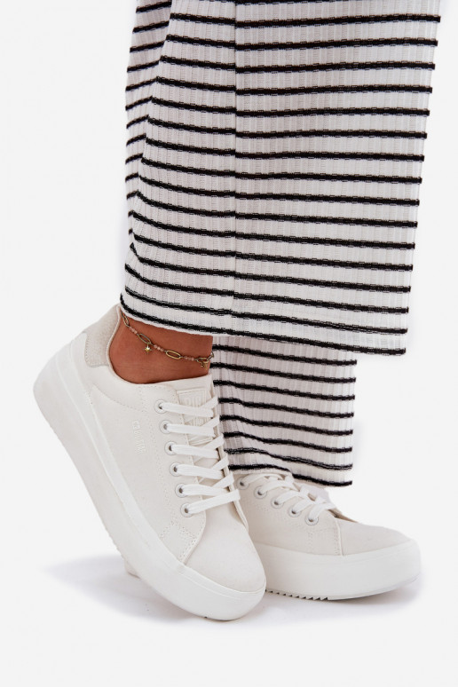 Auduma sieviešu puszābaki ar platformu Big Star RR274463 baltas krāsas