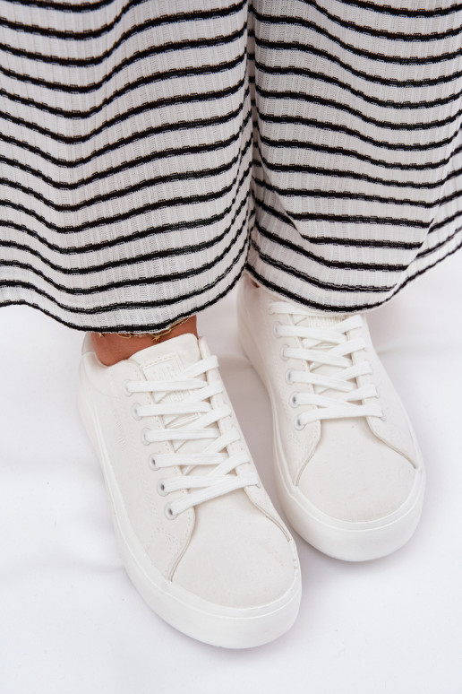 Auduma sieviešu puszābaki ar platformu Big Star RR274463 baltas krāsas