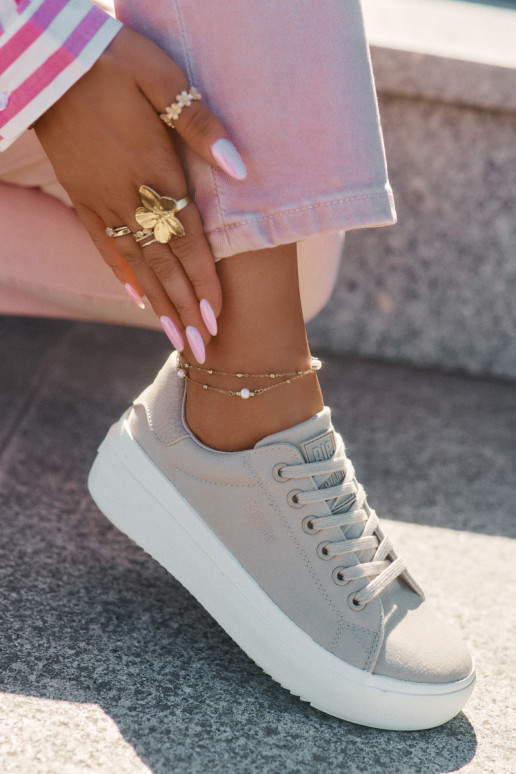 Auduma sieviešu puszābaki ar platformu Big Star RR274465 smilšu krāsas