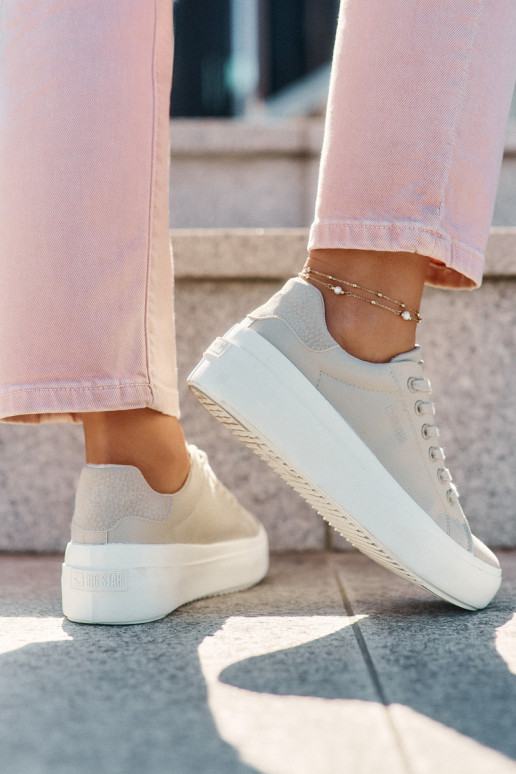 Auduma sieviešu puszābaki ar platformu Big Star RR274465 smilšu krāsas