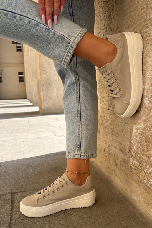 Auduma sieviešu puszābaki ar platformu Big Star RR274465 smilšu krāsas