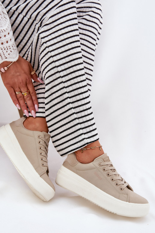 Auduma sieviešu puszābaki ar platformu Big Star RR274465 smilšu krāsas