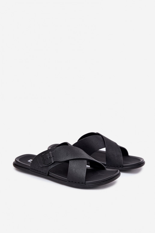 Čibas no dabīgas ādas Vīriešiem ar sprādzēm Big Star RR174076 melnas krāsas