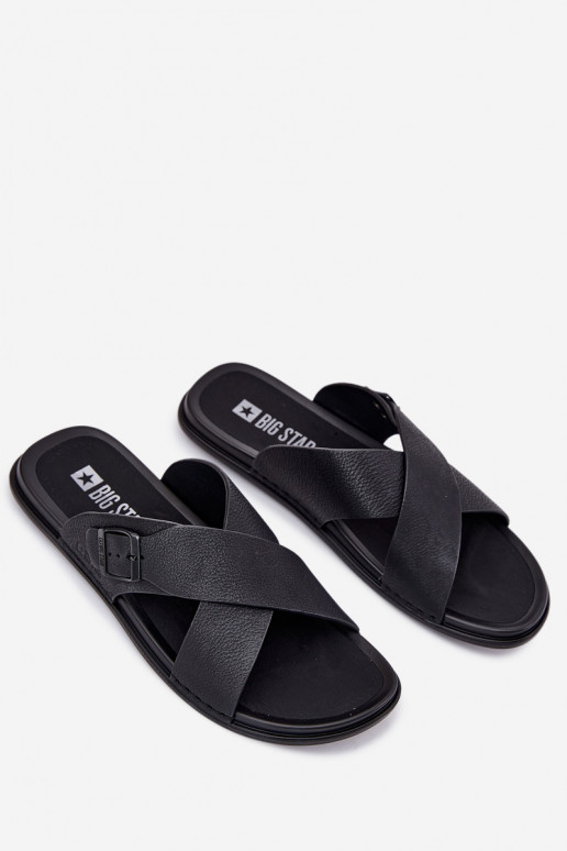 Čibas no dabīgas ādas Vīriešiem ar sprādzēm Big Star RR174076 melnas krāsas