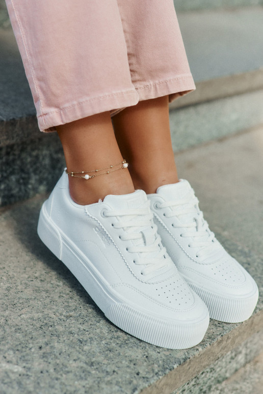 Zems Sneakers modeļa apavi no eko ādas Big Star RR274303 baltas krāsas