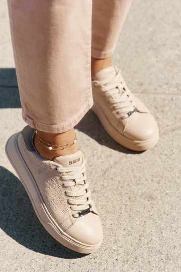 Sneakers modeļa apavi Sieviešu no eko ādas Big Star RR274259 smilšu krāsas