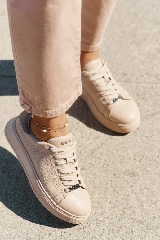 Sneakers modeļa apavi Sieviešu no eko ādas Big Star RR274259 smilšu krāsas