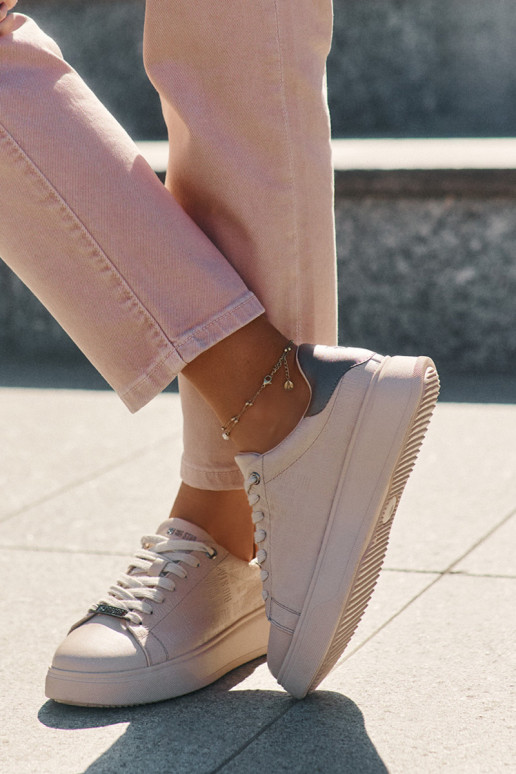 Sneakers modeļa apavi Sieviešu no eko ādas Big Star RR274259 smilšu krāsas