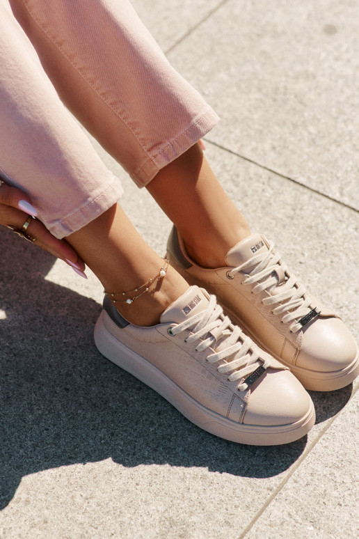 Sneakers modeļa apavi Sieviešu no eko ādas Big Star RR274259 smilšu krāsas