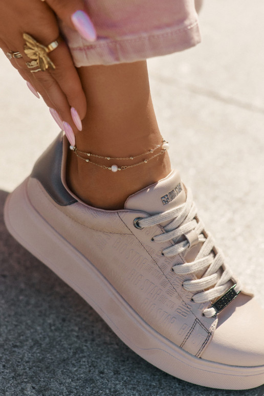 Sneakers modeļa apavi Sieviešu no eko ādas Big Star RR274259 smilšu krāsas