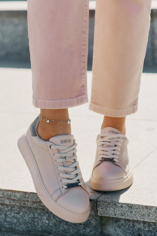 Sneakers modeļa apavi Sieviešu no eko ādas Big Star RR274259 smilšu krāsas