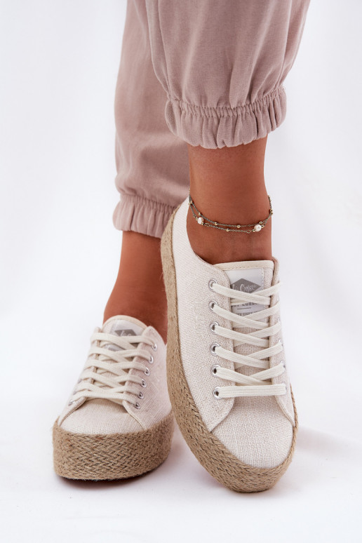 sieviešu puszābaki ar platformu Ar bizi Lee Cooper LCIN-25-02-3284 Ziloņkaula krāsas