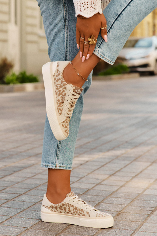 Zems sieviešu puszābaki ar leoparda kažokādas rakstu Lee Cooper LCIN-25-02-3330L smilšu krāsas