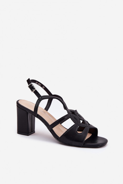 Sieviešu Elegantas augstpapēžu sandales Post Sergio Leone SK884 melnas krāsas