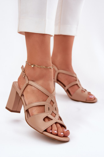 Sieviešu Elegantas augstpapēžu sandales Post Sergio Leone SK884 smilšu krāsas