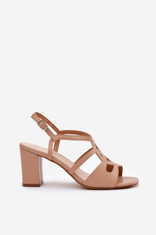 Sieviešu Elegantas augstpapēžu sandales Post Sergio Leone SK884 smilšu krāsas