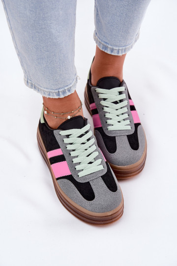 Zems Sneakers modeļa apavi ar platformu melnas krāsas Ovivene 2