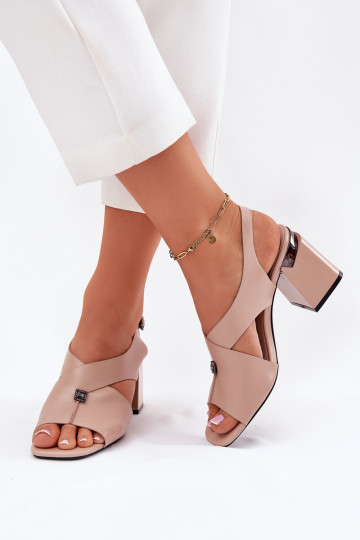 Eleganta stila sieviešu augstpapēžu sandales, Vinceza 62238, smilšu krāsā 2