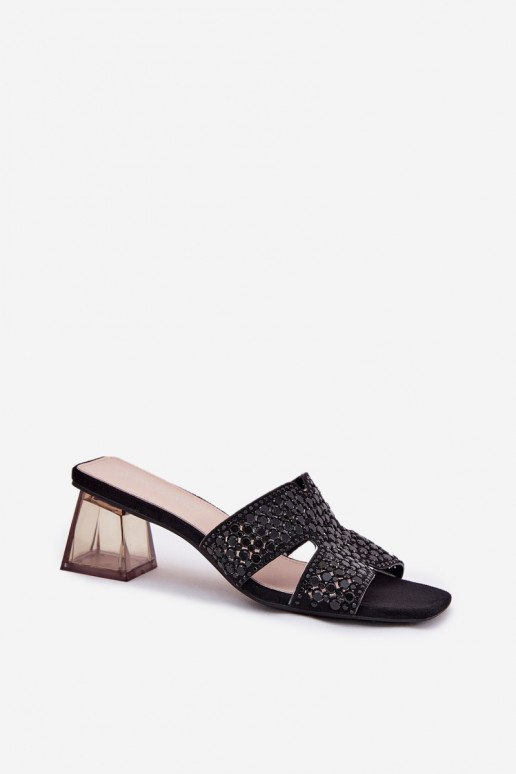 sieviešu čības ar papēdi Vinceza 62230 melnas krāsas