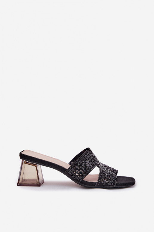 sieviešu čības ar papēdi Vinceza 62230 melnas krāsas