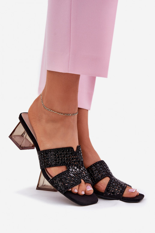 sieviešu čības ar papēdi Vinceza 62230 melnas krāsas