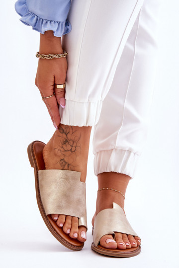 Sieviešu Čibas no dabīgas ādas modernas iešļūcenes Gaišs zelts Amite