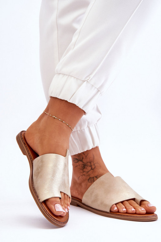 Sieviešu Čibas no dabīgas ādas modernas iešļūcenes Gaišs zelts Amite