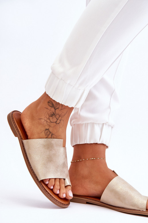 Sieviešu Čibas no dabīgas ādas modernas iešļūcenes Gaišs zelts Amite