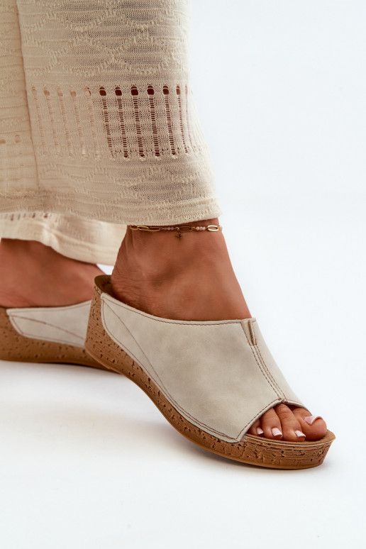 Ērtas sieviešu čības Uz Ķīļa Inblu NG000002 smilšu krāsas