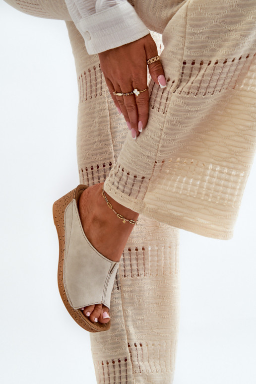 Ērtas sieviešu čības Uz Ķīļa Inblu NG000002 smilšu krāsas