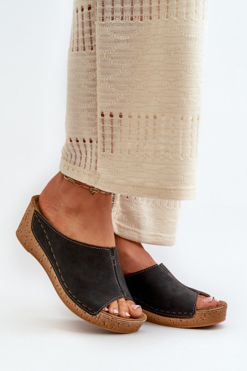 Ērtas sieviešu čības Uz Ķīļa Inblu NG000002 melnas krāsas 2