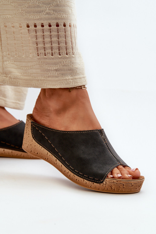 Ērtas sieviešu čības Uz Ķīļa Inblu NG000002 melnas krāsas Ērtas sieviešu čības Uz Ķīļa Inblu NG000002 melnas krāsas