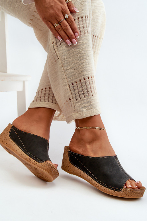 Ērtas sieviešu čības Uz Ķīļa Inblu NG000002 melnas krāsas Ērtas sieviešu čības Uz Ķīļa Inblu NG000002 melnas krāsas