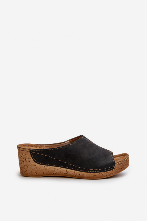 Ērtas sieviešu čības Uz Ķīļa Inblu NG000002 melnas krāsas Ērtas sieviešu čības Uz Ķīļa Inblu NG000002 melnas krāsas