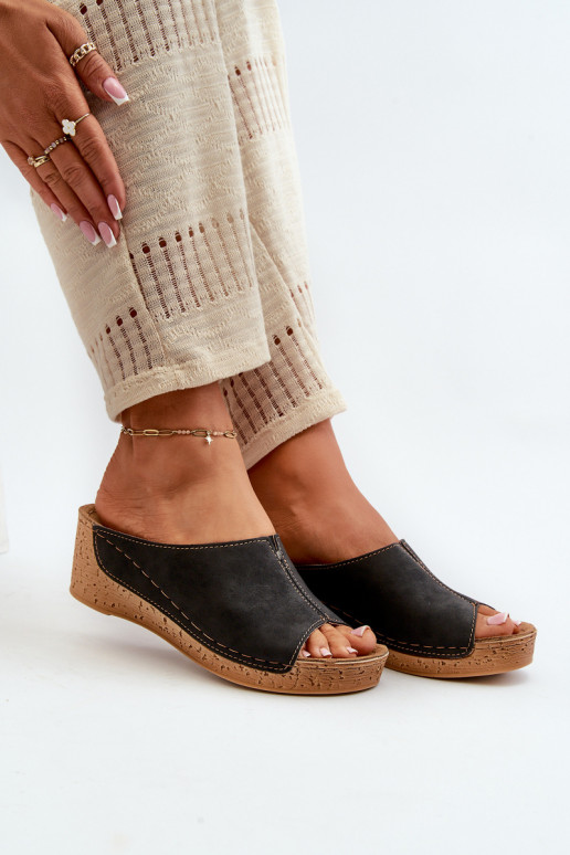 Ērtas sieviešu čības Uz Ķīļa Inblu NG000002 melnas krāsas Ērtas sieviešu čības Uz Ķīļa Inblu NG000002 melnas krāsas