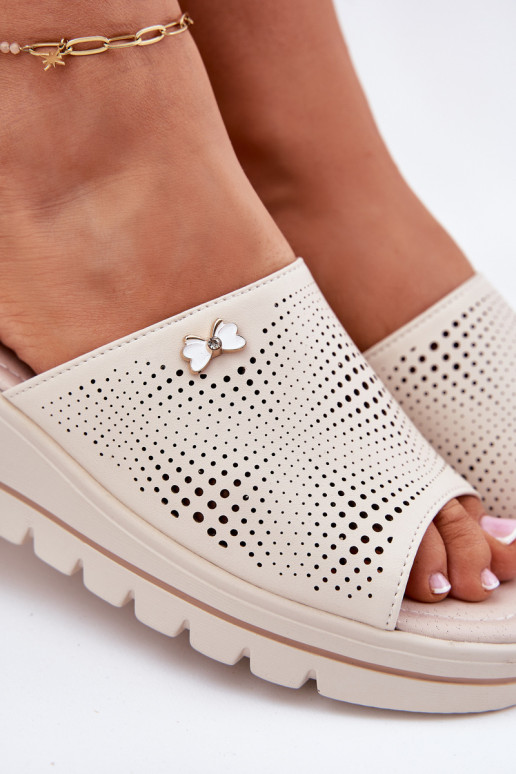 Čibas no dabīgas ādas Sieviešu Uz Ķīļa Vinceza 41477 smilšu krāsas