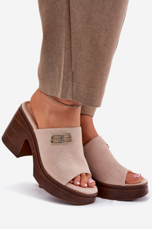 sieviešu čības Uz masīviem papēžiem Ze Zelta krāsasm Detalem Vinceza 17400 smilšu krāsas