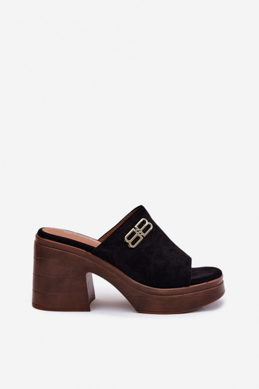 sieviešu čības Uz masīviem papēžiem Ze Zelta krāsasm Detalem Vinceza 17400 melnas krāsas